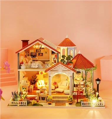 Hongda 2023 nouveau produit maison de poupée ensemble de collection Costumes et jouets outils d'aide à l'apprentissage enfants meubles de cuisine construction maison Mini belle maison se rétablir bientôt cadeaux pour les femmes